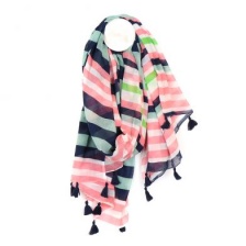 Cotton Stripe Scarf in Salmon & Blue by Peace of Mind